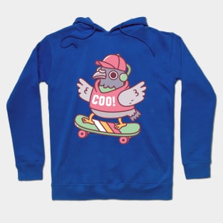 Coo Pigeon On Skateboard Funny Hoodie